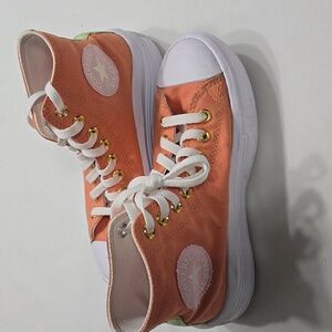 Converse You Peach Orange And Pink High-Top Platform Sneakers Shoes